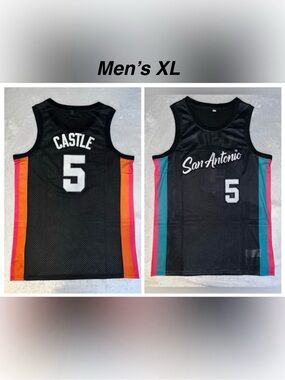 Stephon Castle #5 San Antonio Spurs Black Basketball Jersey Men’s Size XL / NWOT